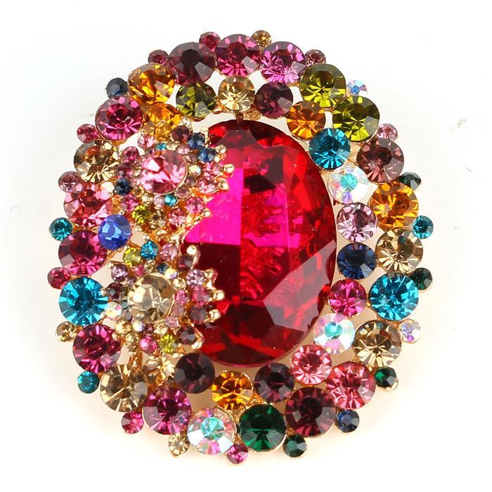 Crystal Oval Brooch