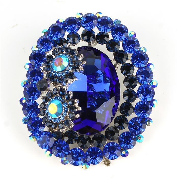 Crystal Oval Brooch