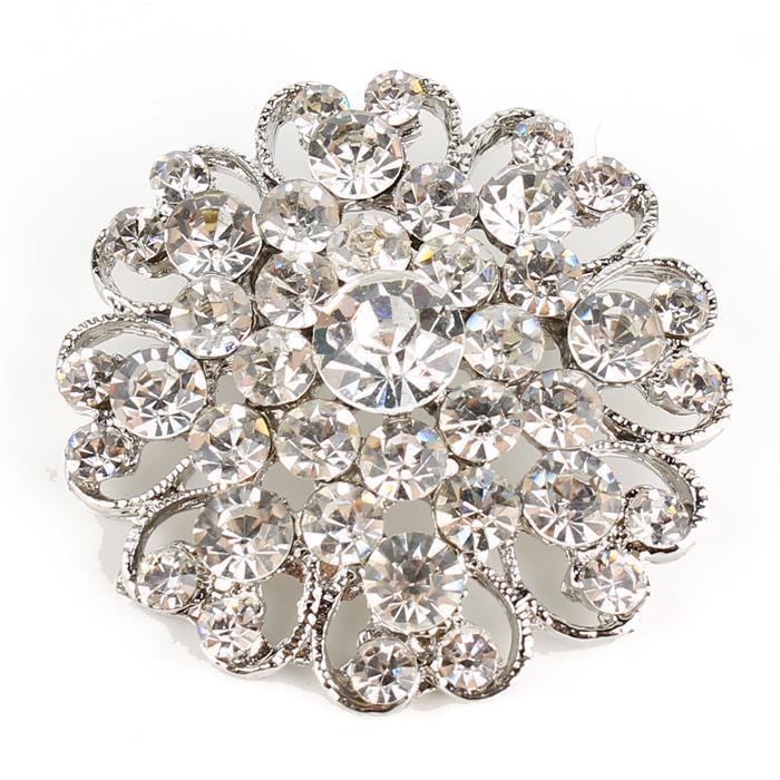 Crystal Flower Brooch