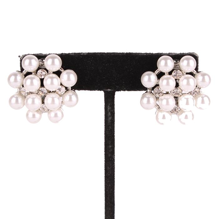 Pearl Flower Clip On Earring