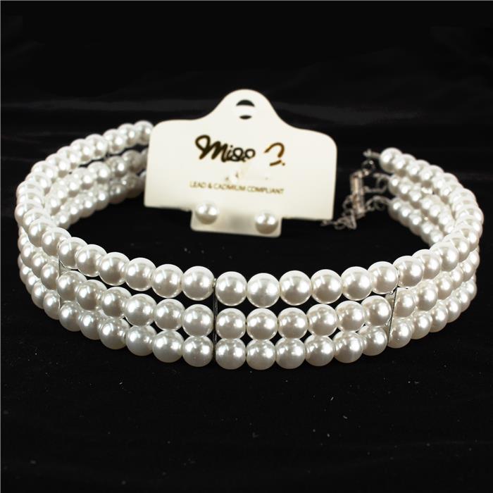 Pearl 3 Row Choker Set