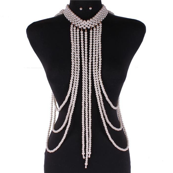 Pearl Layered Long Body Chain