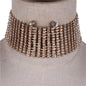 Rhinestone 12 Lines Choker Necklace Set