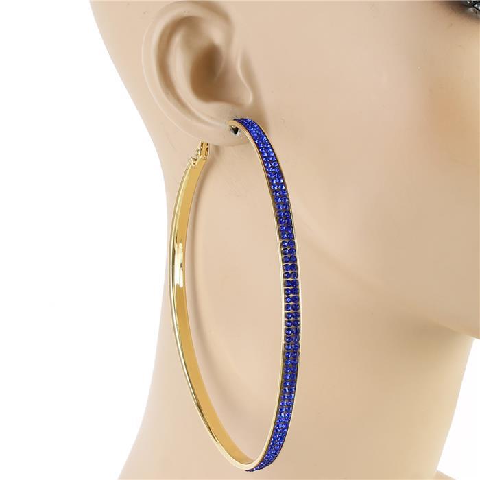 Rhinestone-Metal Hoop Earring