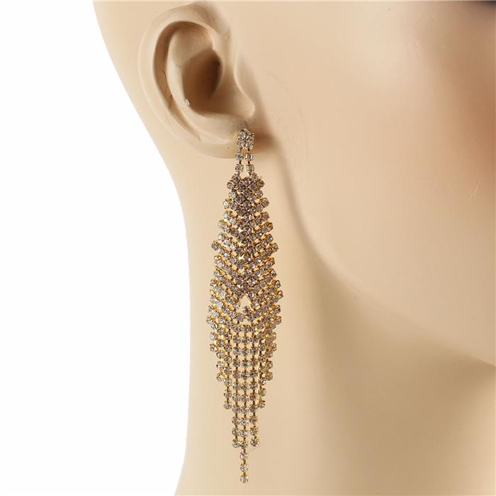 Rhinestones Long Casting Earring