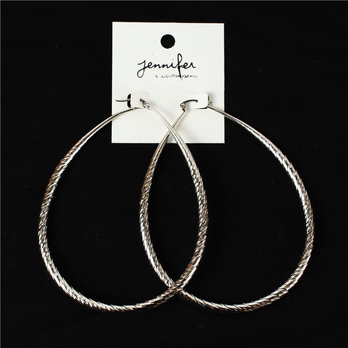 100 MM Diamond Cut Teardrop Hoop Earring