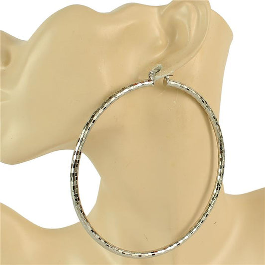 100mm  Metal Texture Hoop Earring