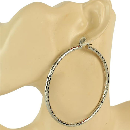 80mm Metal Texture Hoop Earring