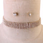 Rhinestones Five Lines Choker Necklace Set