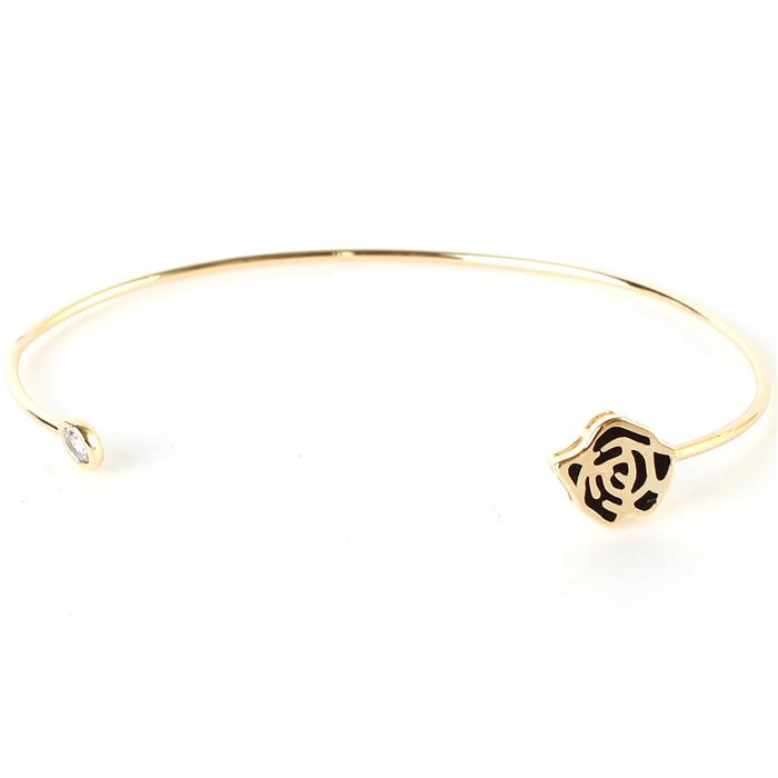 CZ Brass Rose Bangle Bracelet