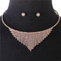 Rhinestones Fringed Choker Necklace Set