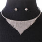 Rhinestones Fringed Choker Necklace Set