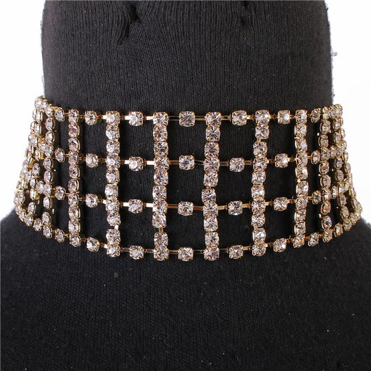 Rhinestones Square Choker Necklace