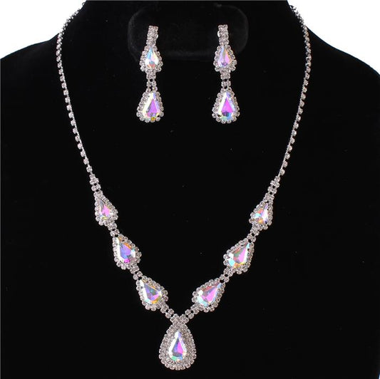 Rhinestone Clip Necklace Set