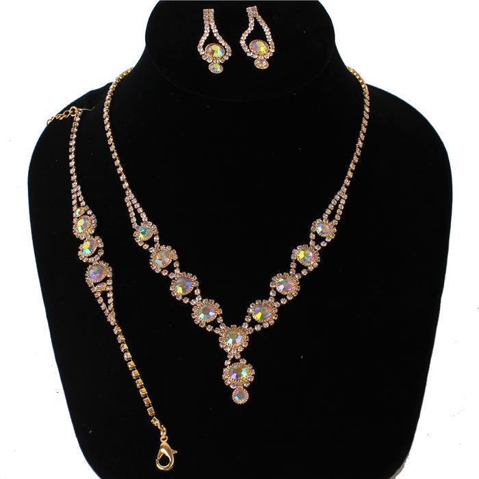 Rhinestones Round 3 Pcs Necklace Set