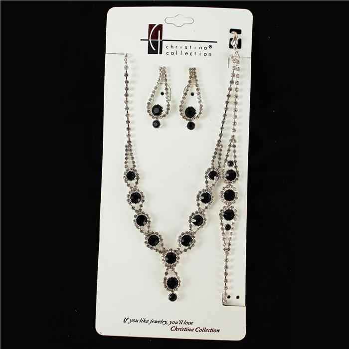 Rhinestones Round 3 Pcs Necklace Set