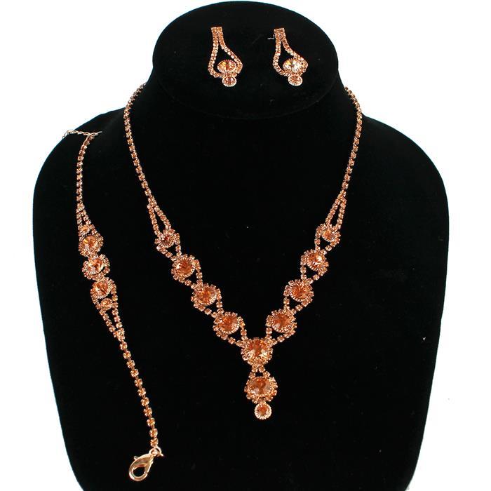 Rhinestones Round 3 Pcs Necklace Set