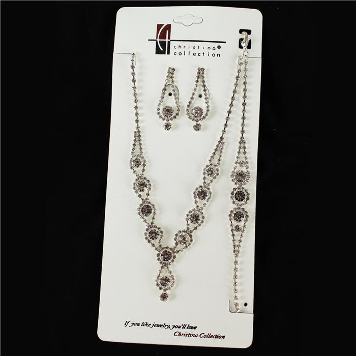 Rhinestones Round 3 Pcs Necklace Set