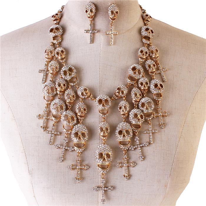 Crystal Skull Necklace Set