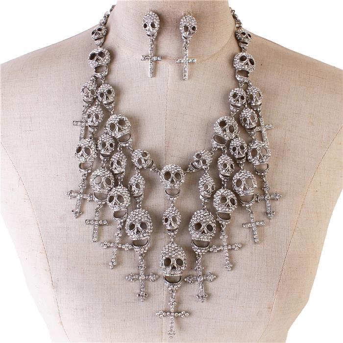 Crystal Skull Necklace Set