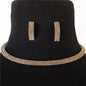 Rhinestones 3 Lines Choker Necklace Set