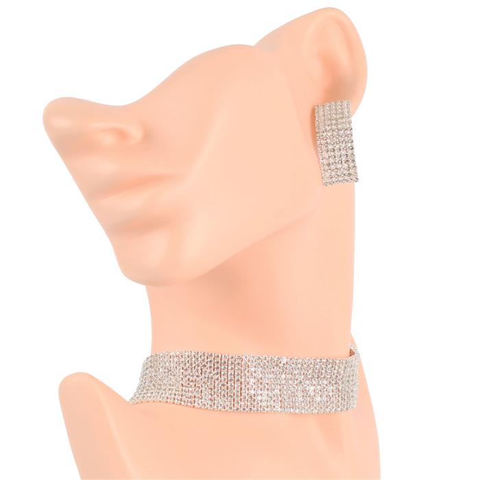 Rhinestone 10 Line Choker Set