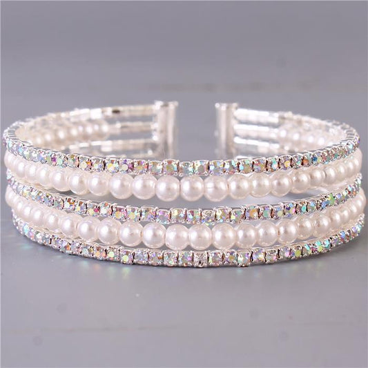 Rhinestones Pearls Bangle