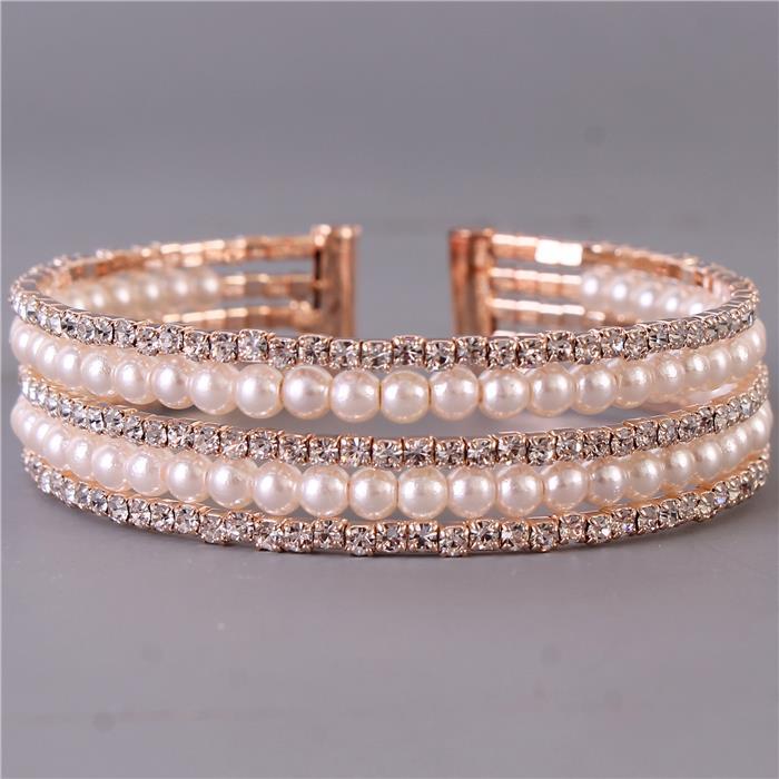 Rhinestones Pearls Bangle