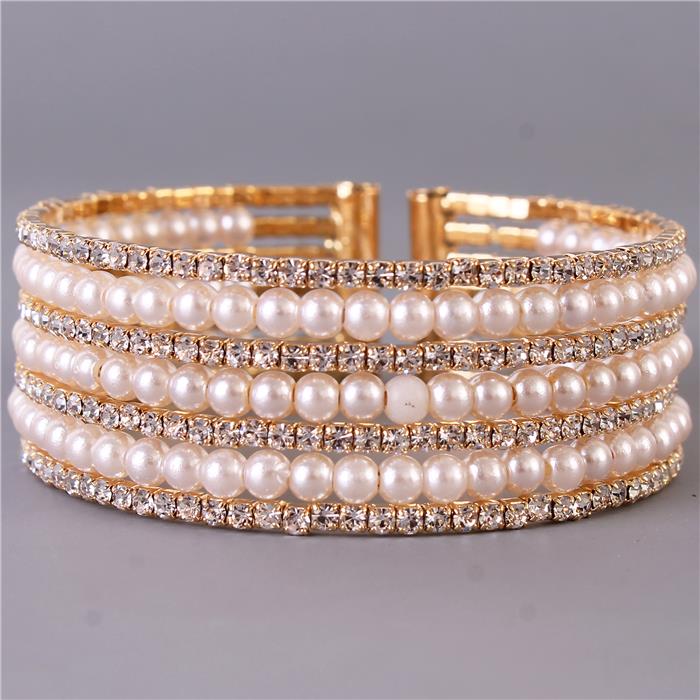 Rhinestones Pearls Multilayereds Bangle