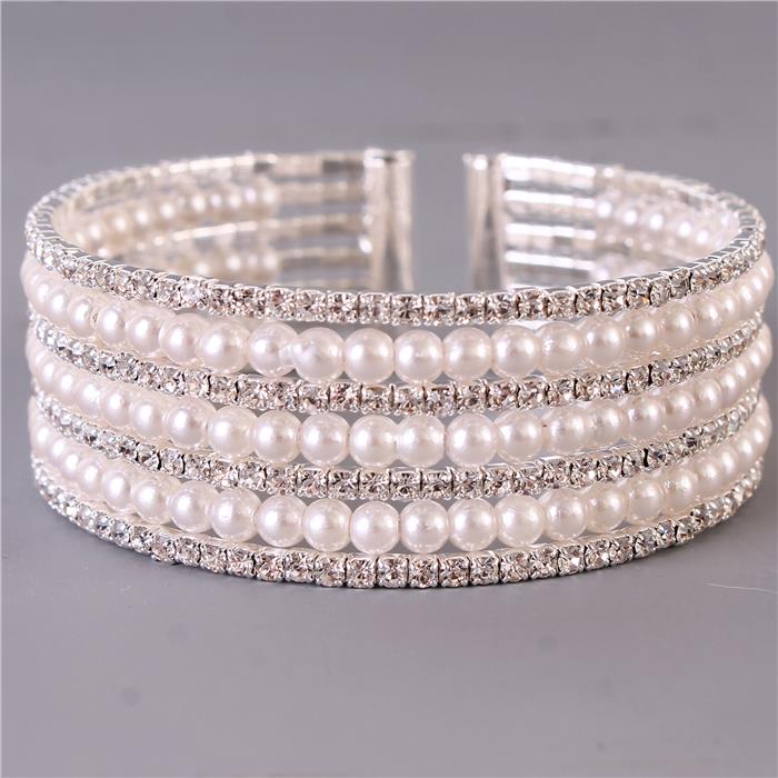 Rhinestones Pearls Multilayereds Bangle