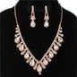 Rhinestones Teardrop With Clip-On Earring Necklace Set