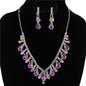 Rhinestones Teardrop With Clip-On Earring Necklace Set