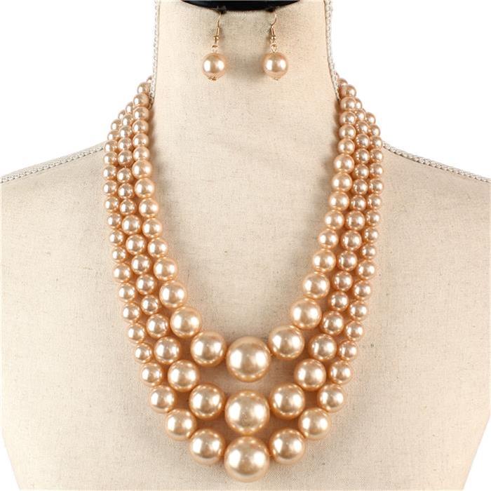 3 Layered Pearl Necklace Set