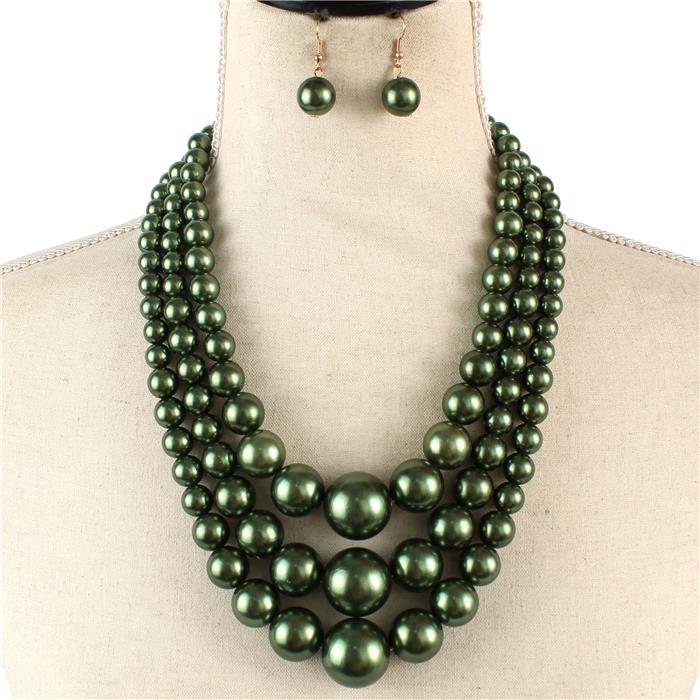 3 Layered Pearl Necklace Set