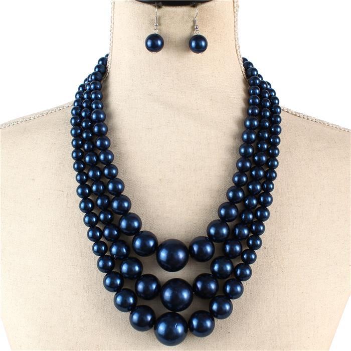 3 Layered Pearl Necklace Set