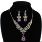 Rhinestones Teardrop Butterfly Necklace Set