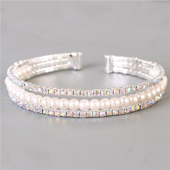 Rhinestones Pearl Three-Layereds Bracelet