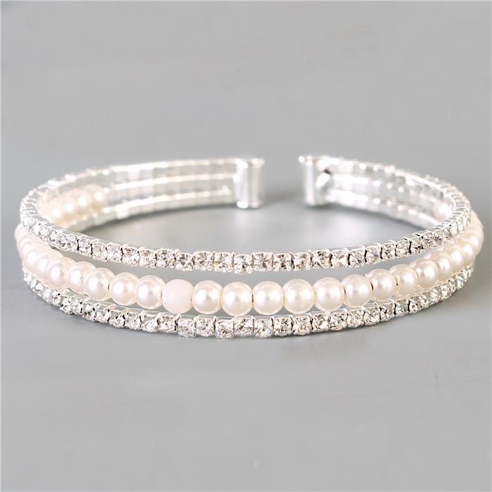 Rhinestones Pearl Three-Layereds Bracelet