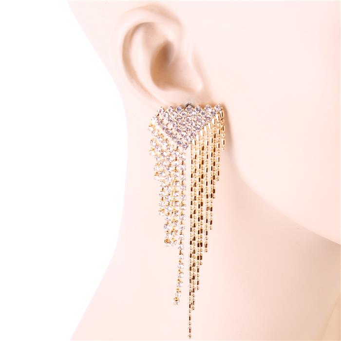 Rhinestone Metal Fringe Earring