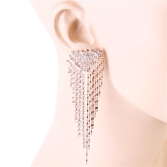 Rhinestone Metal Fringe Earring