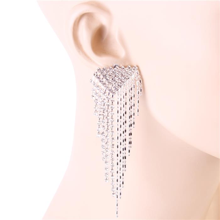 Rhinestone Metal Fringe Earring