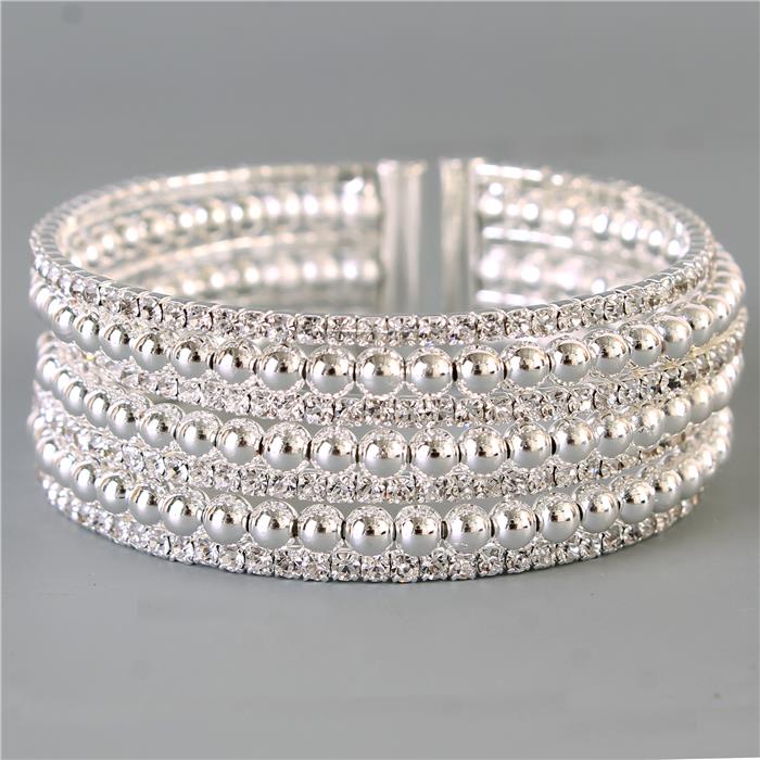 Rhinestones Ball Bangle Bracelet