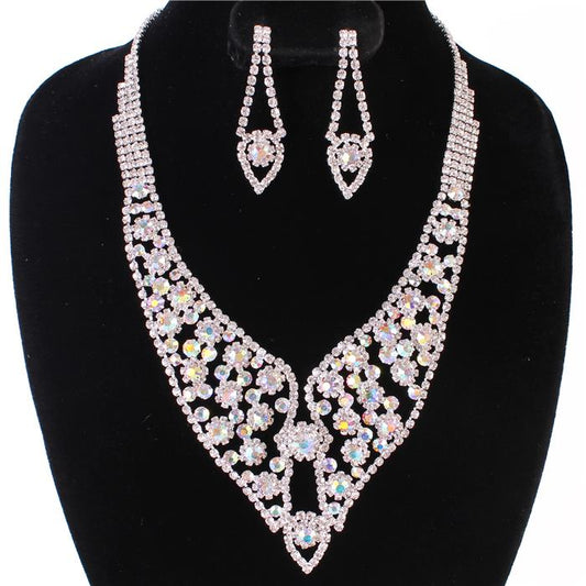 Rhinestones Casting Flower Necklace Set