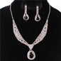 Rhinestones Tear Necklace Set