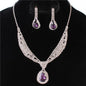 Rhinestones Tear Necklace Set