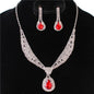 Rhinestones Tear Necklace Set