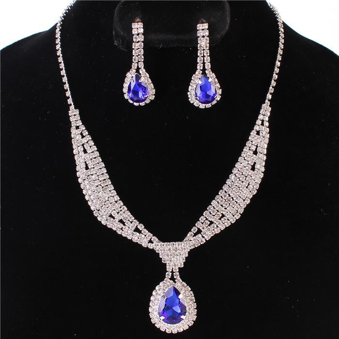 Rhinestones Tear Necklace Set