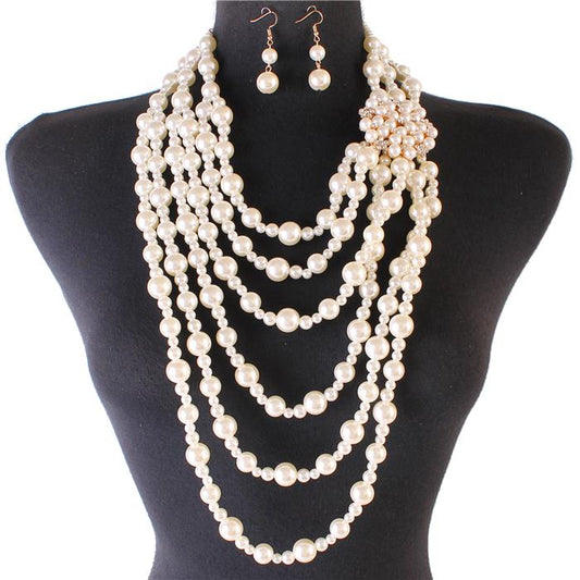 Fashion Long Pearl Necklace Set