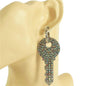 Rhinestone Metal Key Dangle Earring