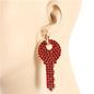 Rhinestone Metal Key Dangle Earring